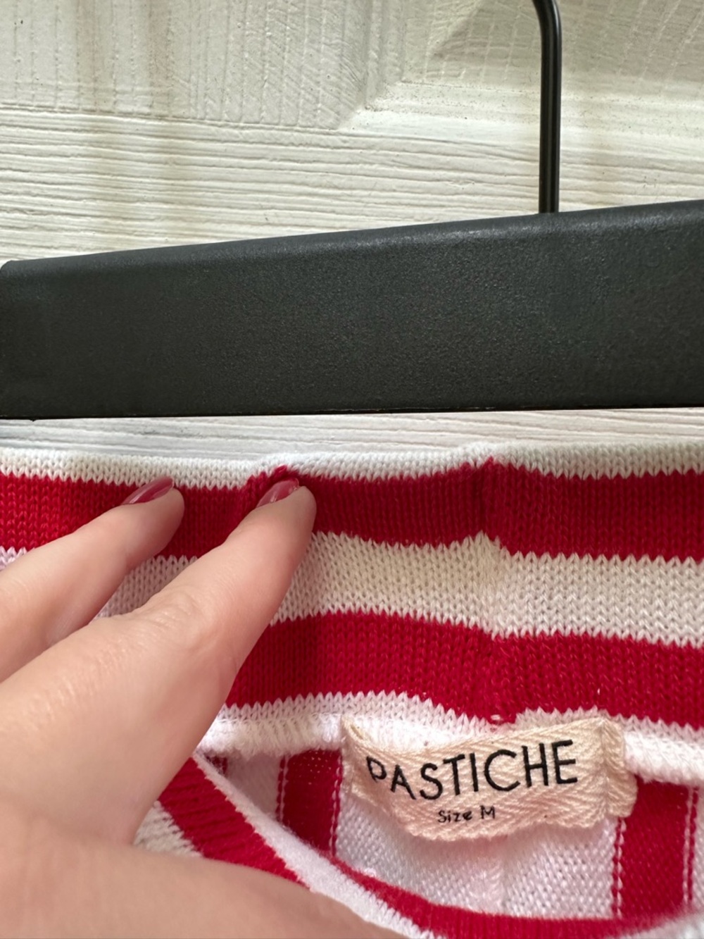 Pastíche pepe stripe cotton blend knit pants red white blue m medium wide leg - Picture 5 of 7